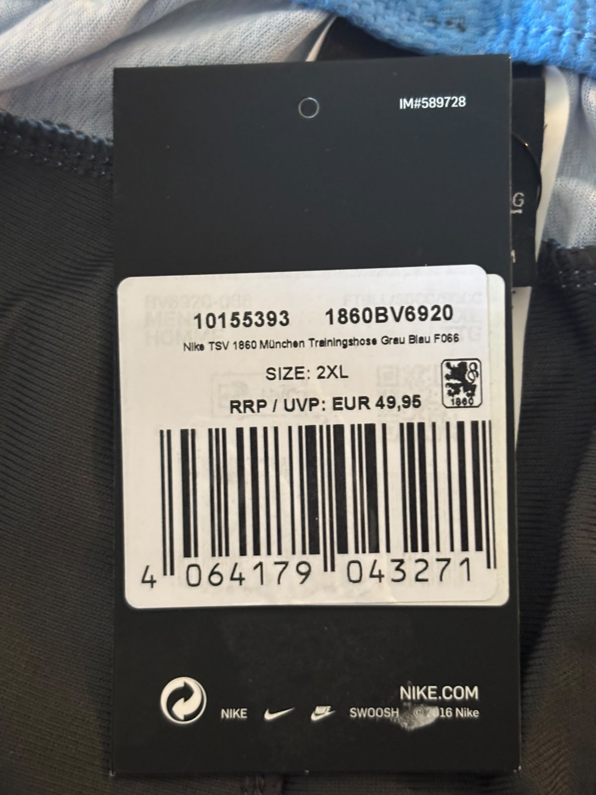 TSV 1860 München trainingsbroek grijs blauw maat 2XL